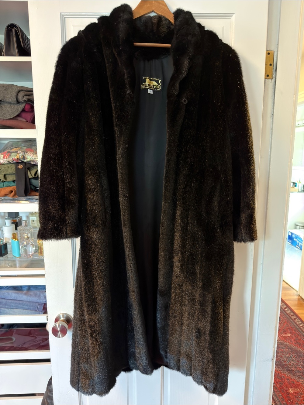 Donna Salyers Fabulous Furs Mink Faux Fur Full Length Coat